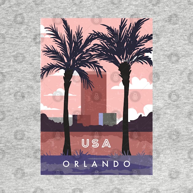 Orlando, USA. Retro travel poster by GreekTavern